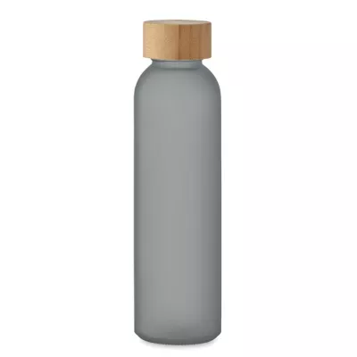 Butelka szklana matowa 500 ml z bambusową zakrętką ABE - Przezroczysty Szary (MO2105-27)