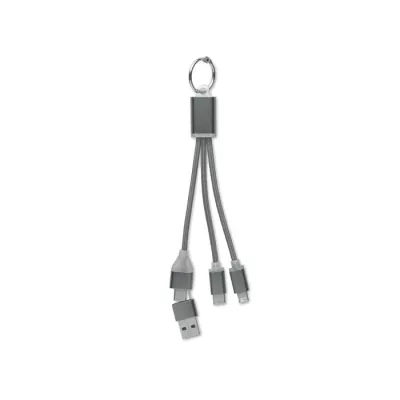 Kabel do ładowania 4 w 1 z brelokiem BLUE - Tytanowy (MO2141-18)