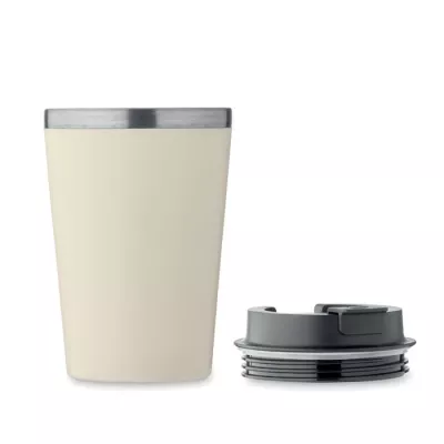 Kubek dwuścienny z powłoką ceramiczną 350 ml BLERM - Bezowy (MO2572-13)