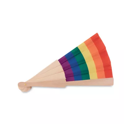 Wachlarz drewniany z tęczowym wzorem BOWFAN - Wielokolorowy (MO6446-99)