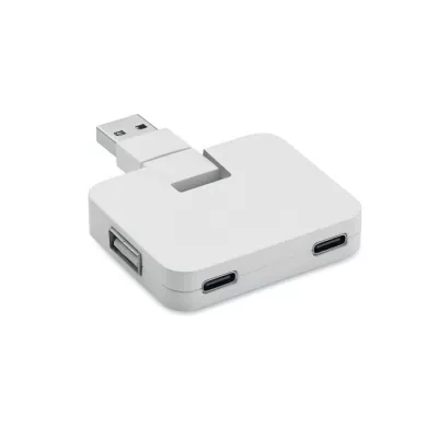 Hub USB 4-portowy z USB-C SQUARE-C - Bialy (MO2254-06)