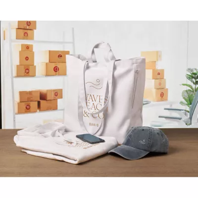 Torba na zakupy z recyklingu 380 g/m² GAVE COLOUR - Bialy (MO2565-06)