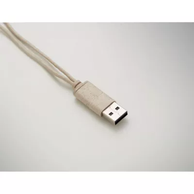 Zestaw kabli w etui ze słomy pszenicznej CABSTRA - Bezowy (MO2921-13)