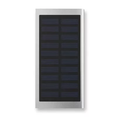 Powerbank solarny z aluminium 8000 mAh SOLAR POWERFLAT - Srebrny Mat (MO9051-16)