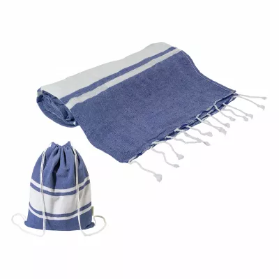 Tortuga ręcznik plażowy z recyklingowanej bawełny i torba ze ściągaczem - ciemno niebieski (AP800605-06A)