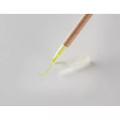 Długopis z zakreślaczem 2 w 1 z kartonu DUO PAPER - Zólty (MO9895-08)