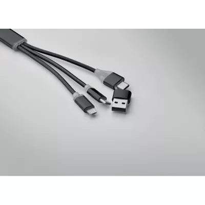 Kabel do ładowania 4 w 1 z brelokiem BLUE - Czarny (MO2141-03)