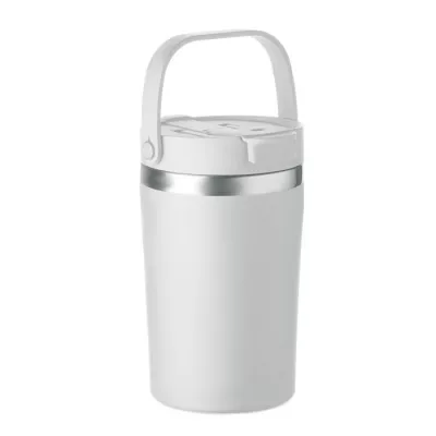 Kubek termiczny ze słomką i paskiem 350 ml COZYCUP - Bialy (MO2922-06)