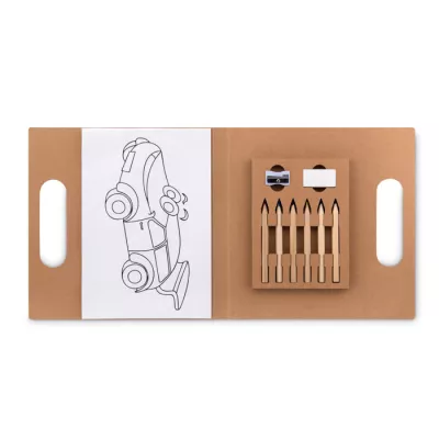 Zestaw do kolorowania z 6 kredkami FOLDER2 GO - Bezowy (MO9544-13)