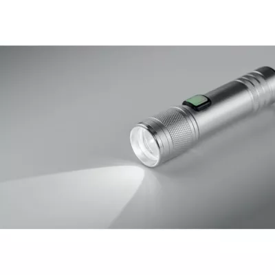 Latarka COB z aluminium z recyklingu FLASHRA - Srebrny Mat (MO2724-16)