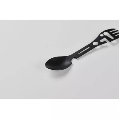 Multitool stalowy z łyżką i widelcem MUTOOL - Czarny (MO2862-03)