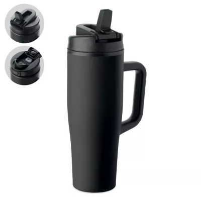 Kubek termiczny ze stali z recyklingu 900 ml ATLANTA - Czarny (MO3213-03)