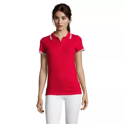 Polo damskie z piki 200 g/m² Sol's PASADENA WOMEN - Rojo/Blanco (S00578-RE)
