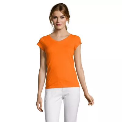 Koszulka damska z dekoltem w serek 150 g/m² Sol's MOON - Pomaranczowy (S11388-OR)
