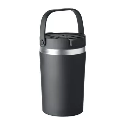 Kubek termiczny ze słomką i paskiem 350 ml COZYCUP - Czarny (MO2922-03)