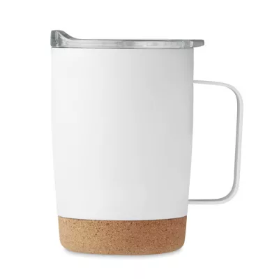 Kubek termiczny stalowy z korkową podstawą 300 ml RUBY - Bialy (MO6533-06)