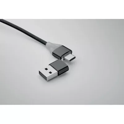 Kabel do ładowania 4 w 1 z brelokiem BLUE - Czarny (MO2141-03)