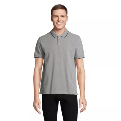 Koszulka polo unisex z prążkiem Sol's PALERMO - Grey Melange/ French Navy (S04769-GF)