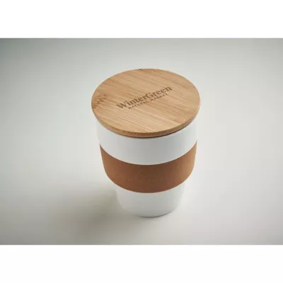 Kubek z PP z korkową opaską 300 ml GALAO - Bialy (MO6981-06)