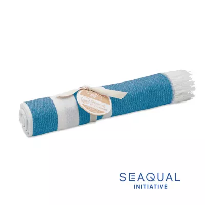 Ręcznik hammam SEAQUAL® 100x170 cm 300 g/m² WAVE - Turkusowy (MO2058-12)