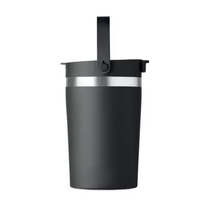 Kubek termiczny ze słomką i paskiem 350 ml COZYCUP - Czarny (MO2922-03)