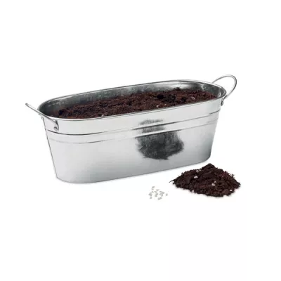 Doniczka cynkowa z nasionami ziół MIX SEEDS - Srebrny Mat (MO6497-16)
