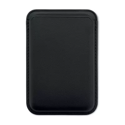 Etui magnetyczne na 3 karty z PU z pierścieniem KARTA - Czarny (MO2774-03)