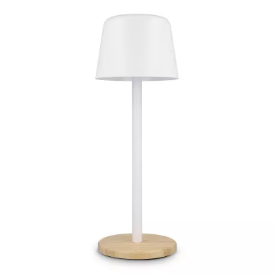 Lampa stołowa Solis z regulacją jasności i podstawą z bambusa - biały (LT93353-N0001)