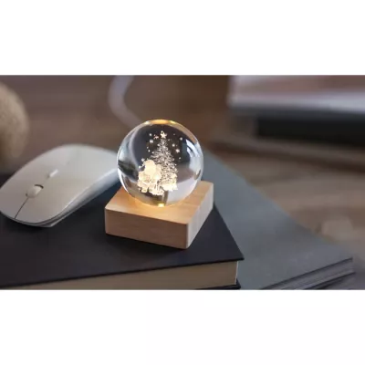 Kula szklana LED na drewnianej podstawie SANTA LIGHT - Drewna (CX1541-40)