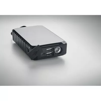 Powerbank solarny 8000 mAh z dynamem i lampką LED DYA - Czarny (MO6841-03)