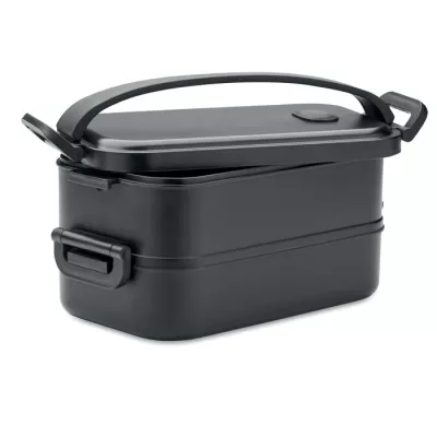 Lunchbox dwupoziomowy 2x800 ml z klamrami IDOLUNCH - Czarny (MO2119-03)