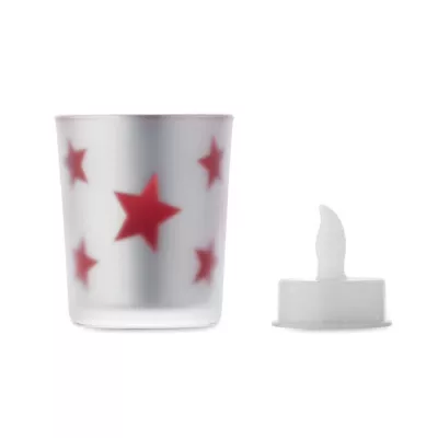 Świeczka LED tealight w szklanym słoiku LANDLE - Czerwony (CX1572-05)