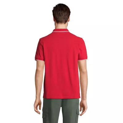 Koszulka polo unisex z prążkiem Sol's PALERMO - Jaskrawoczerwony / Biały (S04769-KA)