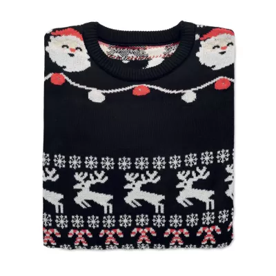 Sweter świąteczny z 10 lampkami LED L/XL SHAMIS LARGE - Czarny (CX1554-03)