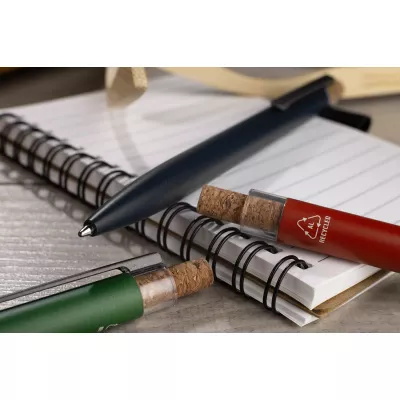 Długopis z recyklingowanego aluminium z korkowym przyciskiem KORIN - czarny (19742-02)