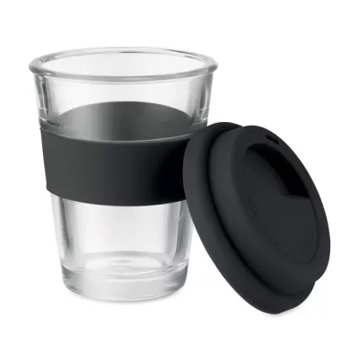 Kubek szklany z pokrywką i uchwytem 350 ml ASTOGLASS - Czarny (MO9992-03)