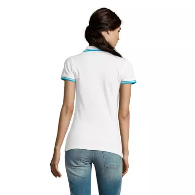 Polo damskie z piki 200 g/m² Sol's PASADENA WOMEN - White/Aqua (S00578-QU)