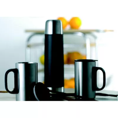 Termos stalowy 500 ml z 2 kubkami ISOSET - Czarny (KC2694-03)