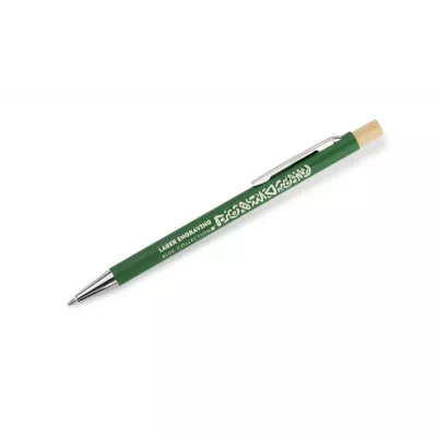 Długopis metalowy z bambusowym przyciskiem KIVO - zielony (19732-05)