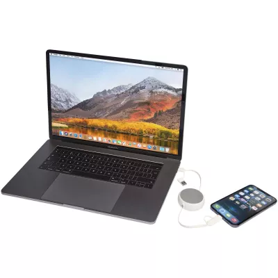 Alasia zwijany kabel do synchronizacji danych i szybkiego ładowania 5 w 1 45 W o długości 100 cm z tworzyw sztucznych i aluminium pochodzących z recyklingu - Srebrny (12442081)