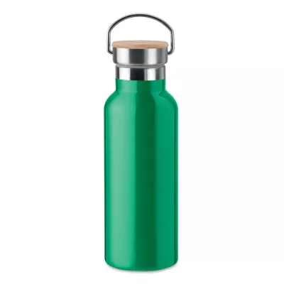 Termos dwuścienny z bambusową pokrywką 500 ml HELSINKI - Zielony (MO9431-09)