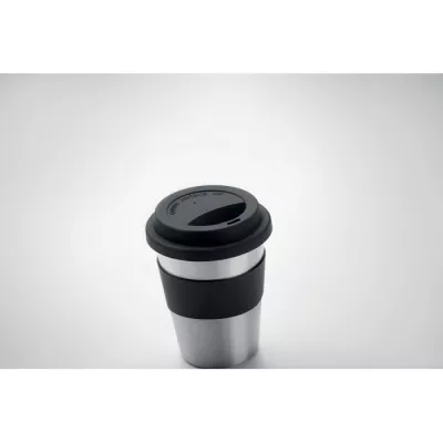 Kubek stalowy jednościenny z pokrywką 350 ml IRMUG - Czarny (MO6257-03)