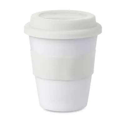 Kubek z PP z silikonową pokrywką 350 ml ASTORIA - Bialy (MO8078-06)