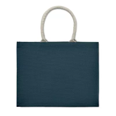 Torba jutowa laminowana z bawełnianymi uchwytami AURA - Niebieski (MO6443-04)