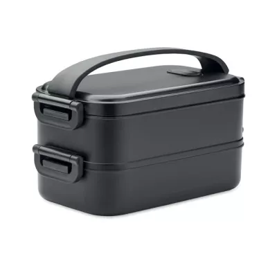 Lunchbox dwupoziomowy 2x800 ml z klamrami IDOLUNCH - Czarny (MO2119-03)