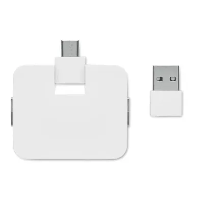 Hub USB 4-portowy z USB-C SQUARE-C - Bialy (MO2254-06)