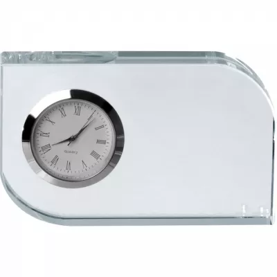Szklany blok z zegarem GERALD - przeźroczysty (2750366)