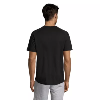 Koszulka sportowa męska raglan 140 g/m² Sol's SPORTY - Czarny (S11939-BK)