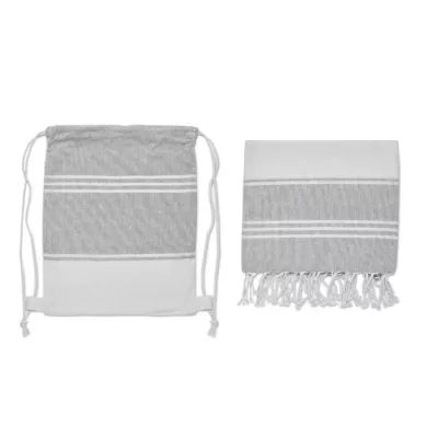 Ręcznik hammam z workiem 90x160 cm 180 g/m² HAMMA - Szary (MO2584-07)