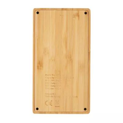 Bambusowy, bezprzewodowy power bank 4000 mAh - brązowy (P322.029)